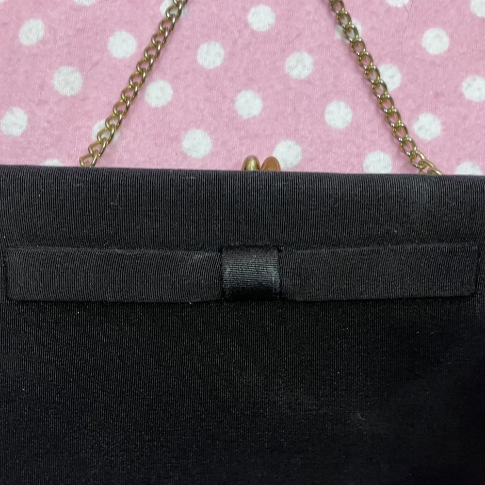 Vintage black clutch - gold clasp
